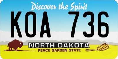 ND license plate KOA736