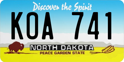 ND license plate KOA741