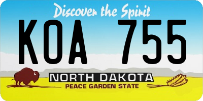 ND license plate KOA755