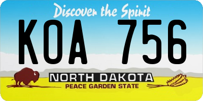 ND license plate KOA756