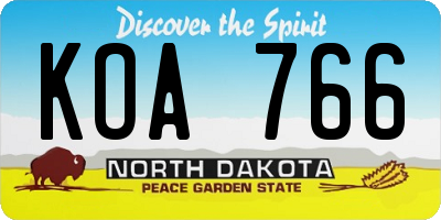 ND license plate KOA766