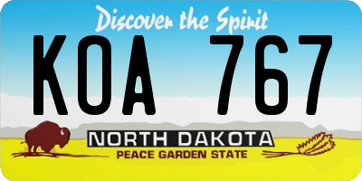 ND license plate KOA767