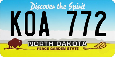 ND license plate KOA772