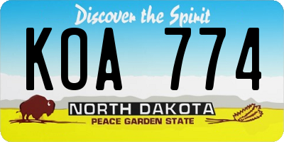 ND license plate KOA774