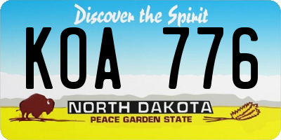 ND license plate KOA776