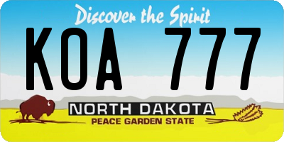 ND license plate KOA777