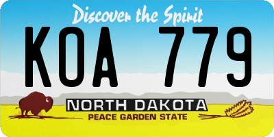 ND license plate KOA779
