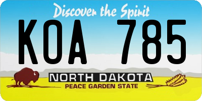 ND license plate KOA785