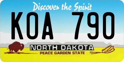 ND license plate KOA790