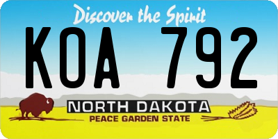 ND license plate KOA792