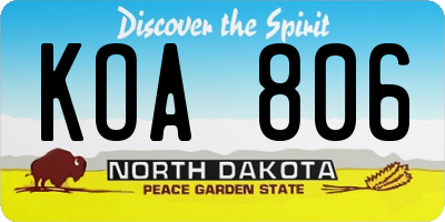 ND license plate KOA806
