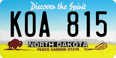 ND license plate KOA815