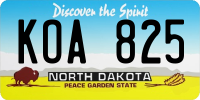 ND license plate KOA825