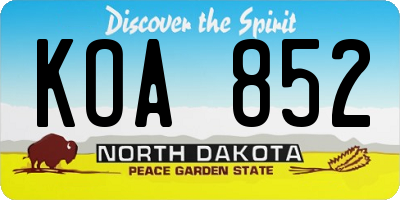 ND license plate KOA852