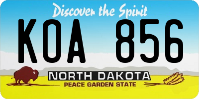 ND license plate KOA856
