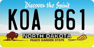 ND license plate KOA861