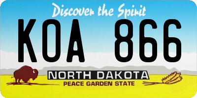 ND license plate KOA866