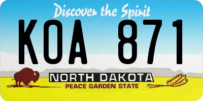 ND license plate KOA871