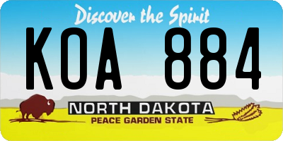 ND license plate KOA884