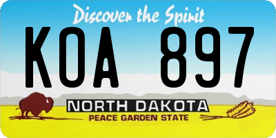ND license plate KOA897
