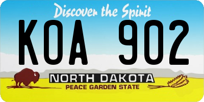 ND license plate KOA902