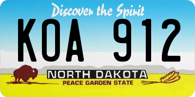 ND license plate KOA912
