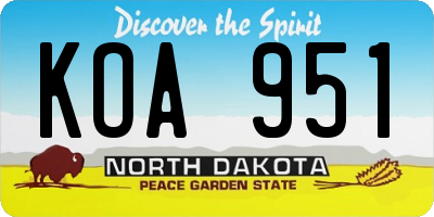 ND license plate KOA951
