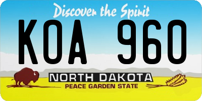 ND license plate KOA960