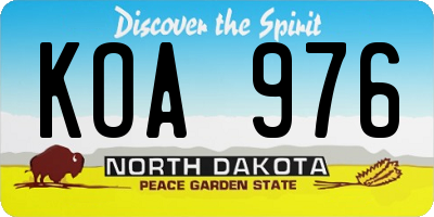 ND license plate KOA976