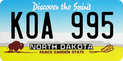 ND license plate KOA995