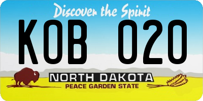 ND license plate KOB020