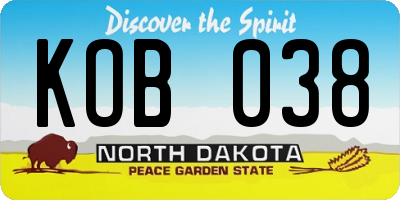 ND license plate KOB038