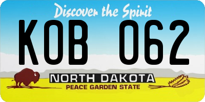 ND license plate KOB062