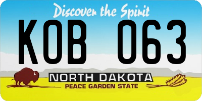 ND license plate KOB063