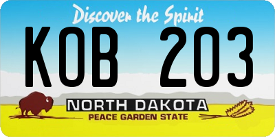 ND license plate KOB203
