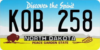 ND license plate KOB258