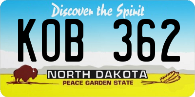 ND license plate KOB362