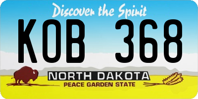 ND license plate KOB368