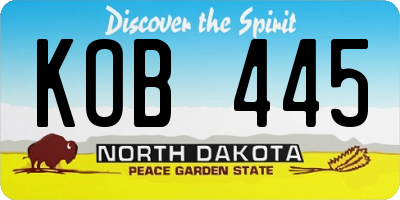 ND license plate KOB445