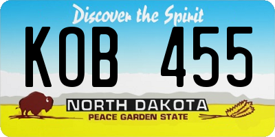 ND license plate KOB455