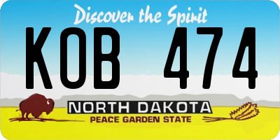 ND license plate KOB474