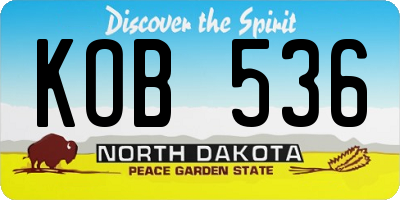 ND license plate KOB536