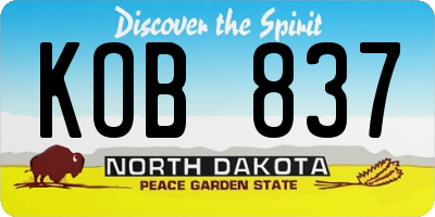 ND license plate KOB837