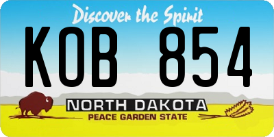 ND license plate KOB854