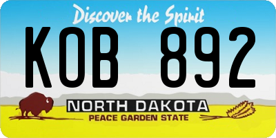 ND license plate KOB892