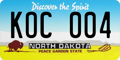ND license plate KOC004