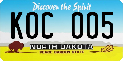 ND license plate KOC005