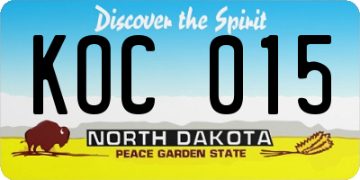 ND license plate KOC015