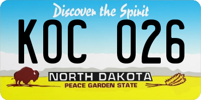 ND license plate KOC026