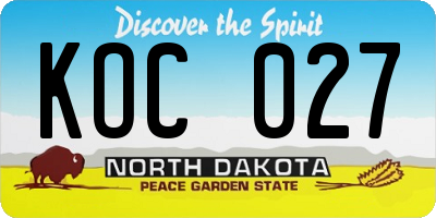 ND license plate KOC027